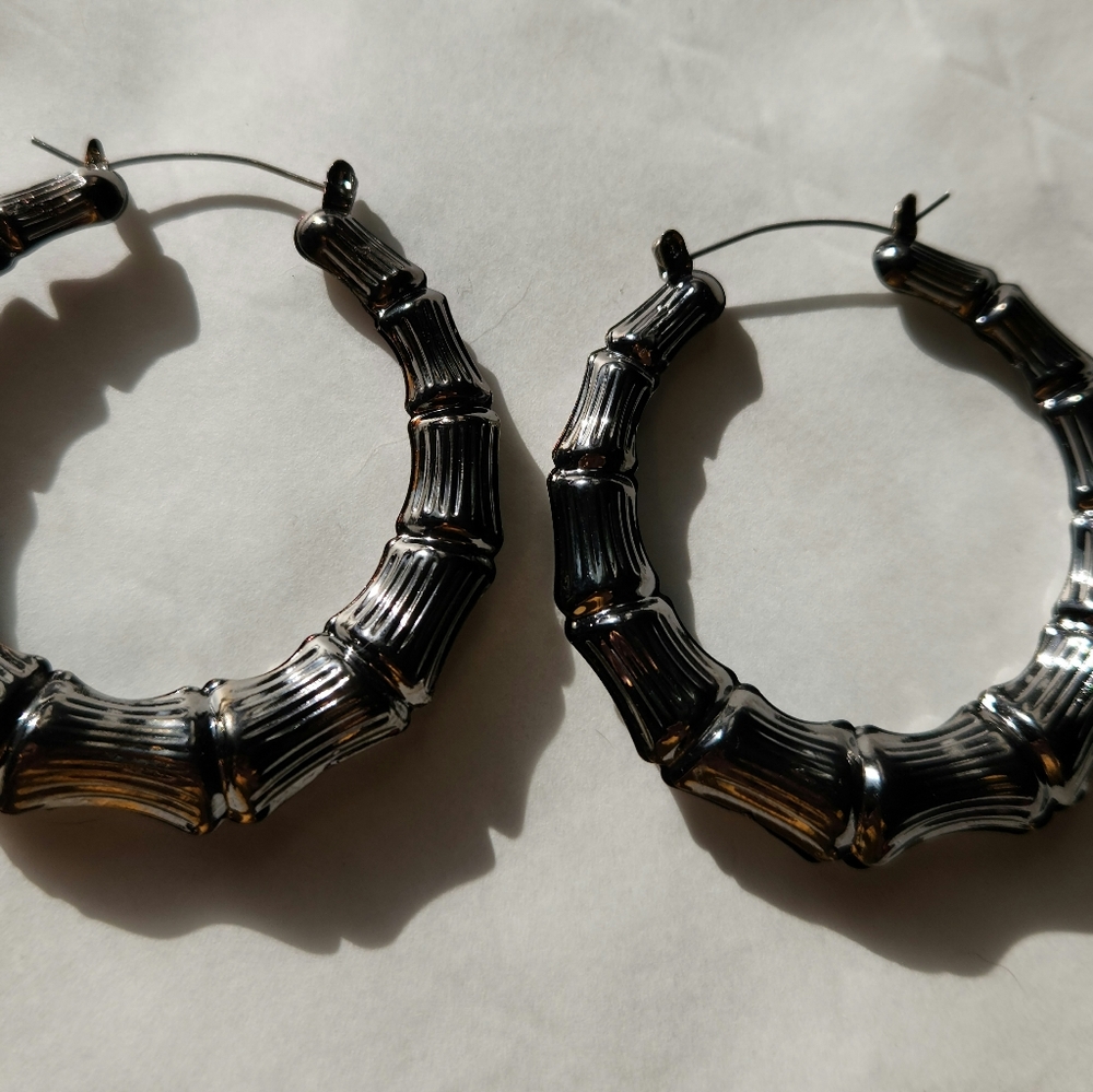 Faux Bamboo Hoop Earrings By Gennaro - Picture 3 of 6